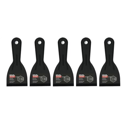 Black Canyon 3 Inch Plastic Putty Knife Set, 5 Pack Flexible Scraper Tools, Lightweight PP Spackle Knife for Drywall, Patching, Painting, Caulking & DIY, Non-Scratch Spreader, Black - size: 3"