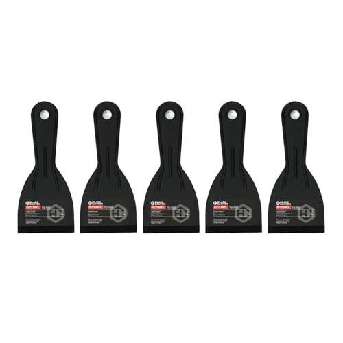 Black Canyon 3 Inch Plastic Putty Knife Set, 5 Pack Flexible Scraper Tools, Lightweight PP Spackle Knife for Drywall, Patching, Painting, Caulking & DIY, Non-Scratch Spreader, Black - size: 3"