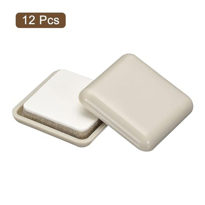 uxcell Furniture Sliders, 12Pcs 1 1/6" - Plastic Self-Adhesive Square Sliding Pads, Chair Glides for Carpeted Tile Vinyl Hardwood Floors (Grey) - size: 1 1/6"