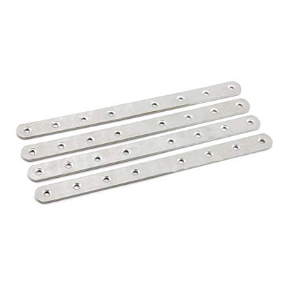 4 Pack Flat Mending Plate for Wood,ULIFESTAR Stainless Steel Straight Brackets 250mm / 10" Length 8 Screw Hole Flat Repair Fixing Wood Brace Joining Plates Connector with Fixing Screws - size: ['250x20x3mm']