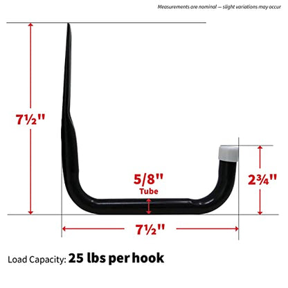 Shepherd Hardware 8090E Heavy Duty Steel Garage Storage/Large Utility Hooks, 4 Pack,Black - size: 7.5"