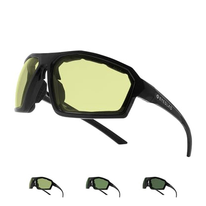 REV Z87+ Powersports Motorcycle Riding Goggles High Impact Photochromic UV400 Sports Wrap Sunglasses Safety Glasses - color: Cyber Yellow