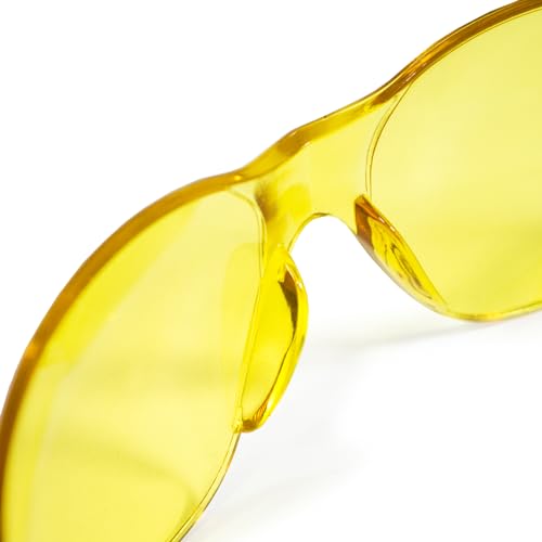 JORESTECH Safety Glasses, ANSI Z87+ Compliant, Impact-Resistant Polycarbonate Lenses, UV Protection, Anti-Scratch Coating, 12-Pack - color: Yellow