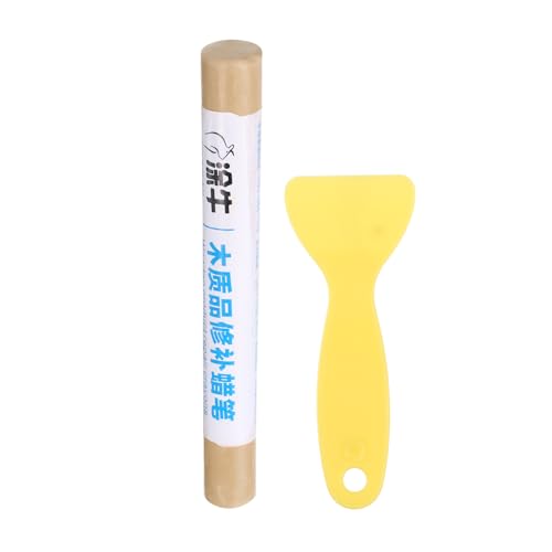HARFINGTON Wood Filler Sticks Wood Furniture Scratch Repair Filler Sticks Furniture Touch Up Markers with Yellow Scraper for Wood Holes Wood Floor Table Door Cabinet, Powder Oak - color: Powder Oak