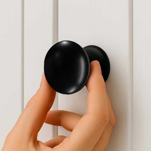 trust4care 4-Pack Matt Black Large Bifold Closet Door Knobs with Wide Base, Zinc Round Kitchen Cabinet Wardrobe Dresser Dummy Pull Knobs, 1-1/2 Inch Furniture Sideboard Drawer Handles - color: Black, size: Set of 4