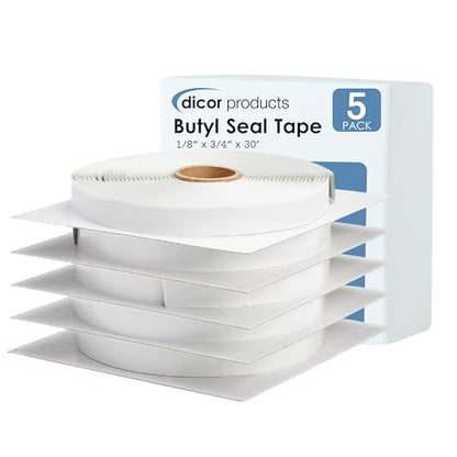 Dicor BT-1834-5 Butyl Seal Tape - 1/8" x 3/4" x 30' Repair Tape for RV, Trailer, Motorhome, Windows, and Vent Sealing- Pack of 5 - size: 5 Pack, style: 1/8" x 3/4" x 30'