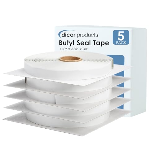 Dicor BT-1834-5 Butyl Seal Tape - 1/8" x 3/4" x 30' Repair Tape for RV, Trailer, Motorhome, Windows, and Vent Sealing- Pack of 5 - size: 5 Pack, style: 1/8" x 3/4" x 30'