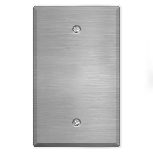 1-Gang Oversized Stainless Steel Blank Wall Plates – 5.5" x 3.5" Decorative Covers for Unused Electrical Boxes | Cover Empty Spaces | 1-Gang Oversized Metal Blank Faceplate - color: Blank Cover, size: 1 Gang