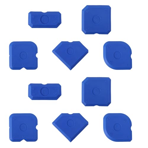 10pcs Silicone Cramer Spreader Caulking Tool Set Kit, Sealant Profiling Finishing Smoothing Mastic Tool Caulk Remover Reusable Grout Scraper Applicator for Kitchen Bathroom Floor Window & Sink (Blue) - color: Blue