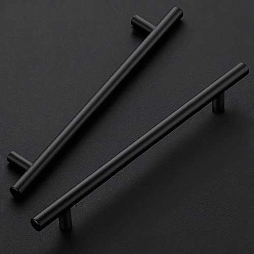 Ravinte 10 Pack 7-1/2 Inch Cabinet Handles Matte Black Stainless Steel Kitchen Cupboard Pulls 10" Length,7-1/2" Hole Center - size: 10 Inch（7-1/2 Inch Hole Center）