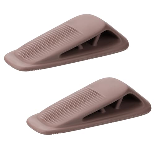 Fursafe&Q Rubber Door Stoppers for Bottom of Door, Door Stop Wedge with Holder, Heavy Duty Doorstops 2 Pack, Wall Protector for Home & Office & School & Commercial Doorstop Keep Open Stack Brown - color: Brown, size: 2 Pack
