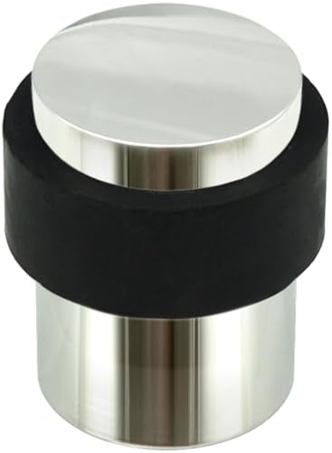 INOX Polished Stainless Steel Door Stoppers - Elegant Simple Style Door Stop with Durable Bright Finish, Heavy-Duty Floor Mounted Hardware, Scratch Protection, 1.58" Tall x 1.38" DSIX04-32 - color: Bright Stainless Steel
