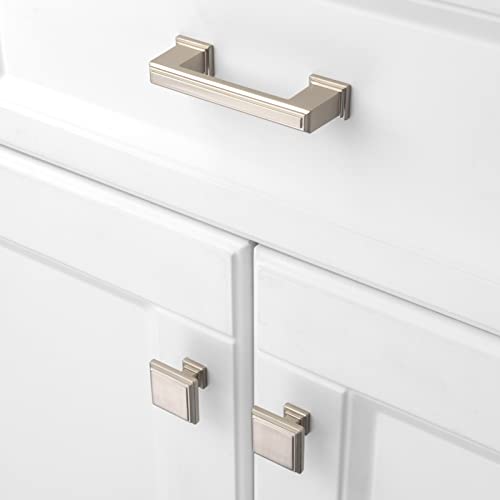 KOOFIZO Brushed Nickel Cabinet Pulls Nickel Cabinet Handles, 10 Pack 3 Inch Brushed Nickel Hardware for Kitchen Cabinets Drawer Dresser P02 Cupboard Bedroom Bathroom - color: Brushed Nickel, size: 3" CC - 10Pcs
