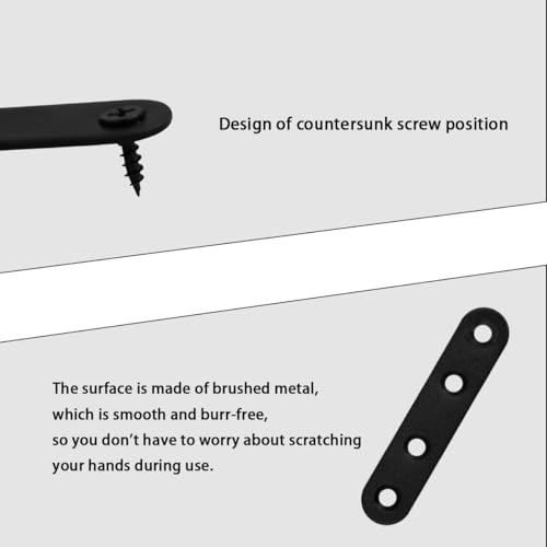 12 Pcs Black Straight Brace, Flat Straight Bracket with Screws, 2.99 x 0.63 Inch Repair Bracket, for Tables, Cabinets, Bookshelves - color: Black