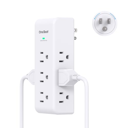 Surge Protector Outlet Extender with Rotating Plug, 9 AC Multi Plug Wall Outlet Expander, 1800J Wall Charger, 3-Sided Power Strip Electrical Plug Adapter Outlet Splitter for Home Office College Dorm - color: White, size: 9AC, 1 Pack
