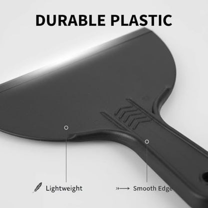 6-Pack Plastic Putty Knife Set, Non-Scratch Scraper & Spackle Spreader with Comfort Grip for Wall Repair, Patching, and Easy Clean up