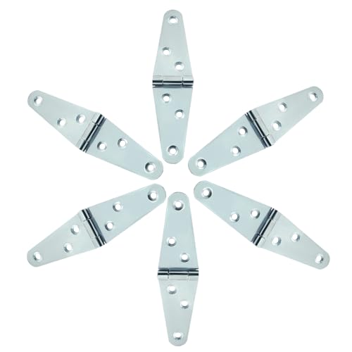 Piutouyar 6 Pcs Heavy Duty Silver Strap Hinges, 2 Inch Shed Hinges Cabinet Latch Door Hinge Gate Hinge with Mounting Screws - color: Silver