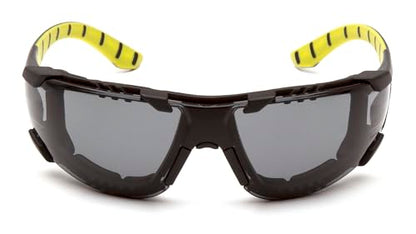 Pyramex Endeavor Plus Safety Glass Black/Gray Frame With Foam Padding Clear H2MAX Anti-fog Lens - color: Gray H2mx Anti-fog Lens/ Black-green Frame, style: Foam Padded