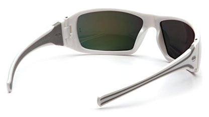 Pyramex Goliath Safety Eyewear Black Frame Clear Anti Fog Lens - color: Sky Red Mirror Lens/ White Frame