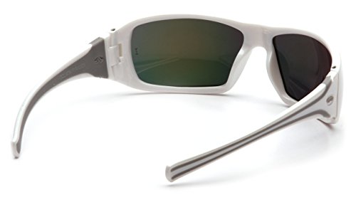 Pyramex Goliath Safety Eyewear Black Frame Clear Anti Fog Lens - color: Sky Red Mirror Lens/ White Frame