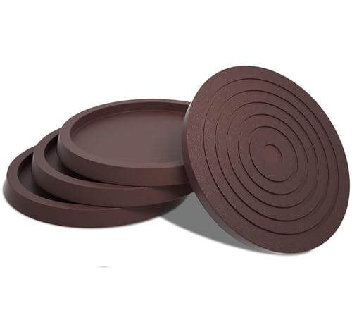 Furniture Coasters, 4PCS 2.5inch Non-Slip Bed Leg Pads,Round Rubber Anti Sliding for Hardwood Floors,Brown Furniture Pads - size: 2.5in Brown 4pcs