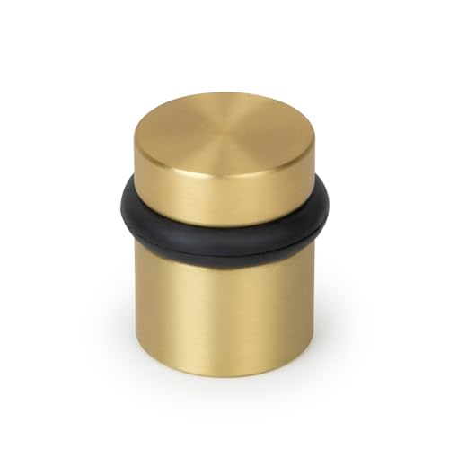 Mega Handles Floor Door Stopper, Quickly Installed Wall Protector, Wall Protectors from Door Knobs, Floor Door Stop with Mounting Hardware Included - Satin Brass - 1.5 Inch - color: Satin Brass, size: 1 Pack