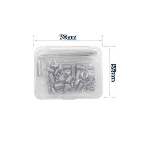 60pcs Set Screws, Allen Head Screws, Grub Screws M3 M4 M5 M6 M8 for Home Repair, Install Door Lock, Repair Furniture, Electronic Product, DIY, Fixtures (Stainless Steel 12 Sizes) - size: 60pcs(stainless Steel 12 Sizes)