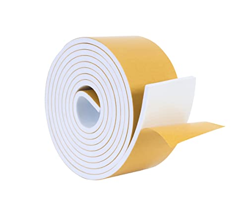 High Density Foam Weather Stripping Door Seal Strip Insulation Tape Roll for Insulating Door Frame, Window, Air Conditioner | Self Adhesive Sealing Weatherstrip (3 in x 1/4 in x 10 Ft, White) - color: White, size: 3 in X 1/4 in X 10 Ft
