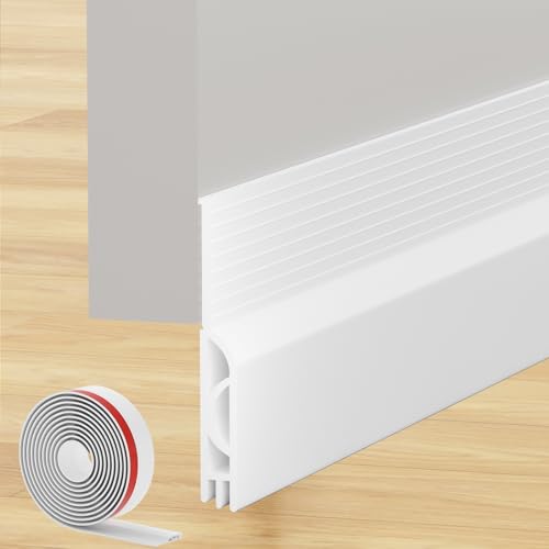 Under Door Draft Stopper, Self-Adhesive Door Sweep for Bottom of Door, Weather Stripping Door Seal Soundproofing Insulation Strip, Doors Bottom Gap Blocker for Exterior/Interior (78Inch, White) - color: White, size: 78Inch