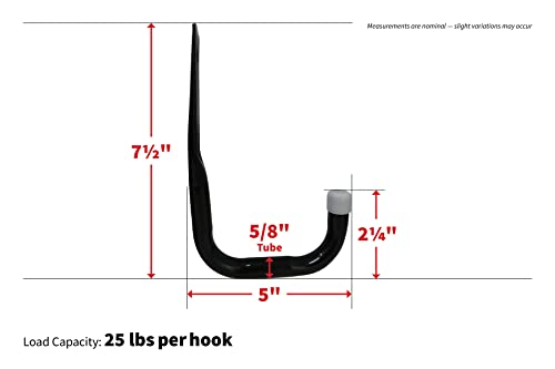 Shepherd Hardware 8089E Heavy Duty Steel 5-Inch Garage Storage Utility Hooks, 4 Pack, Black - size: 5 Inch