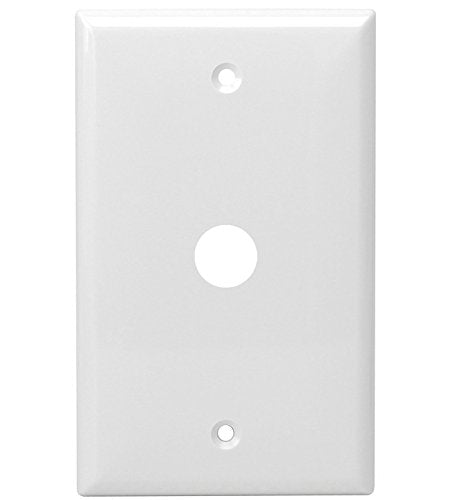 ENERLITES 1 Gang 0.406 Inch Hole Telephone/Cable Wall Cover, Fade Resistant Unbreakable Polycarbonate with Smooth Surface, 8661-W White - size: 1 Pack, style: Wall Plate