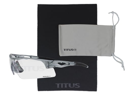 TITUS G20 All Sport Safety Glasses Shooting Eyewear Motorcycle Protection ANSI Z87+ Compliant - color: Grey Frame - Clear Lens