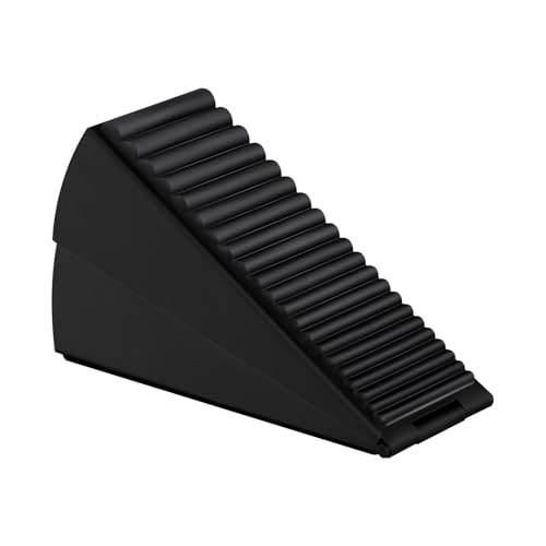 Strongest Adjustable Spring Loaded Large Door Stopper - Heavy Duty Tall Door Stop Wedge for Bottom of Doors, Up to 3 Inches, Stainless Steel (Black, 1 Pack) - color: Black, size: 1 Pack