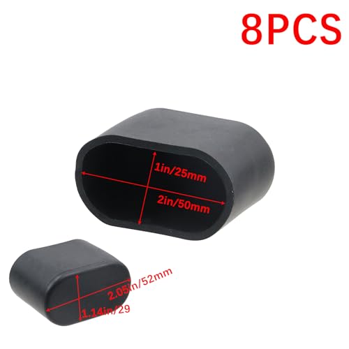 Geesatis 8 Pcs Oval Chair Leg Cap Flexible Furniture Pad Table Feet Covers Floor Protector, Black, 2 x 1 inch - size: 2 x 1 inch - Black