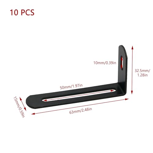 KUMGROT 10pcs Stainless Steel Shelf Bracket Adjustable L Bracket Corner Brace 90 Degree Corner Bracket with Slot Heavy Duty 63 x 32.5 x 15mm/2.48 x 1.28 x 0.59in Black - size: 63mm, style: L-shaped Brackets