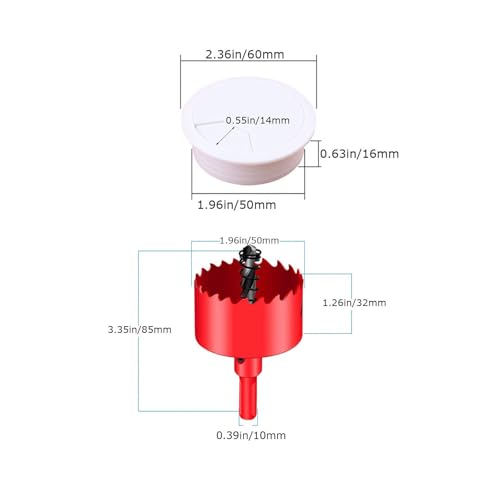 TuTuYa 8PCS Desk Grommet, Desk Grommet White 2 Inch（50 mm) Desk Cable Grommet Desk Cable Hole Cover with Hole Saw, Ideal Solution for Office and Home Table Cable (White, 2 Inch_50 mm) - color: 2 Inch_50 mm White 8PCS