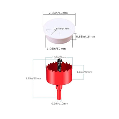 TuTuYa 8PCS Desk Grommet, Desk Grommet White 2 Inch（50 mm) Desk Cable Grommet Desk Cable Hole Cover with Hole Saw, Ideal Solution for Office and Home Table Cable (White, 2 Inch_50 mm) - color: 2 Inch_50 mm White 8PCS