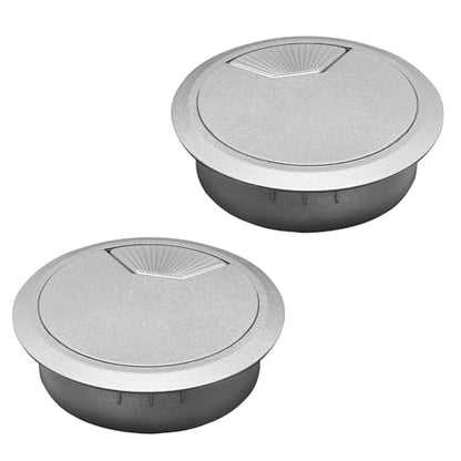 Desk Grommet 2-1/16" (53 mm), Desk Cord Hole Cover, Cable Grommet ABS Plastic, Desk Hole Grommet for Office and Home Table Cable, Detachable Adjustable Cable Cord Organizer (Silvery2 Pcs) - size: 2-1/16" (53 mm), style: 2 pcs Silvery
