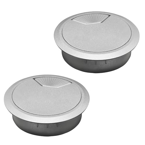Desk Grommet 2-1/16" (53 mm), Desk Cord Hole Cover, Cable Grommet ABS Plastic, Desk Hole Grommet for Office and Home Table Cable, Detachable Adjustable Cable Cord Organizer (Silvery2 Pcs) - size: 2-1/16" (53 mm), style: 2 pcs Silvery