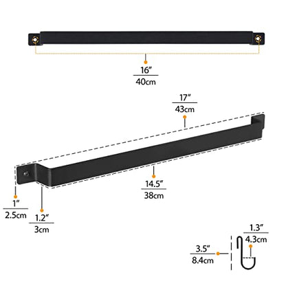 Wallniture Gourmet Kitchen Rail with 10 Hooks, Wall Mounted Wrought Iron Hanging Utensil Holder Rack with Black 17 Inch
