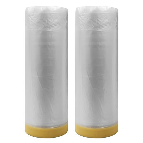 VViViD Heavy-Duty Tape and Drape Plastic Drop Cloth Masking Paper for Automotive Painting Covering 2 Pack (60" x 105ft) - size: 2 Pack (60" x 105ft)