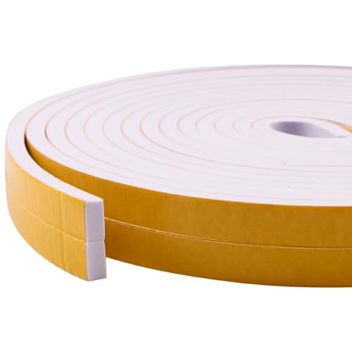 33Ft Weather Stripping Door Seal Strip, Strong Adhesive, Noise-Reduction, Weatherproof Foam Tape Insulation Weather Stripping Door Seal Foam Tape for Doors Windows 1/2 in Wide x 1/4 in Thick - size: 33FT-White