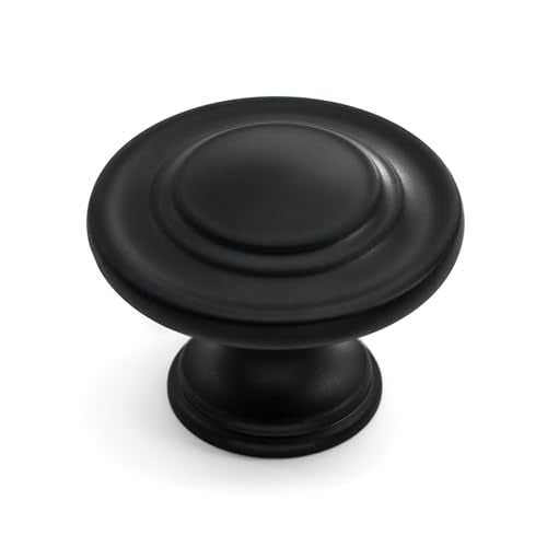 HESTIA HARDWARE 10 Pack | 1-1/3 Inch Black Kitchen Cabinet Knob and Closet Knob | Drawer Knobs and Kitchen Door Knobs for Cabinets | Matte Black Cabinet Knobs and Bathroom Cabinet Knobs (Z4.10.D) - color: Black