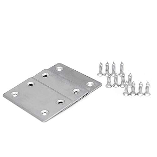 heyous 10pcs Stainless Steel Straight Support Shelf Bracket Flat Corner Brace Brackets Mending Plates Repair Fixing Joining 60 x 38mm with Mounting Screws