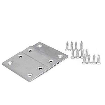 heyous 10pcs Stainless Steel Straight Support Shelf Bracket Flat Corner Brace Brackets Mending Plates Repair Fixing Joining 60 x 38mm with Mounting Screws
