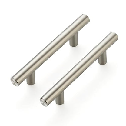10 Pack Cabinet Handles with 3 Inch (76mm) Hole Center Brushed Nickel Cabinet Pulls Stainless Steel Drawer Pulls, Kitchen Knobs for Dresser Drawer, 5 Inch Overall Length - color: Brushed Nickel T-Shaped, size: 3" Hole Center