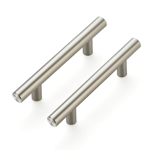 10 Pack Cabinet Handles with 3 Inch (76mm) Hole Center Brushed Nickel Cabinet Pulls Stainless Steel Drawer Pulls, Kitchen Knobs for Dresser Drawer, 5 Inch Overall Length - color: Brushed Nickel T-Shaped, size: 3" Hole Center
