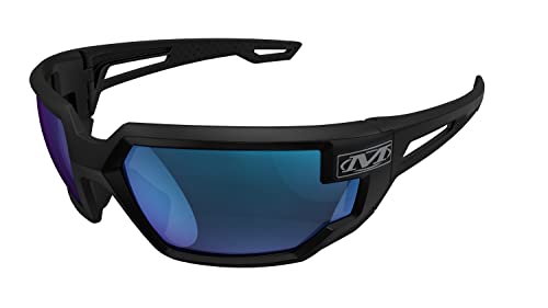 Mechanix Wear: Vision Type-X Safety Glasses with Advanced Anti Fog, Scratch Resistant, Black Frame, Protective Eyewear, Lightweight Glasses, Ventilated Temples, For Outdoor Use (Blue Mirror Lens) - color: Blue Mirror Lens, style: 1 Pair