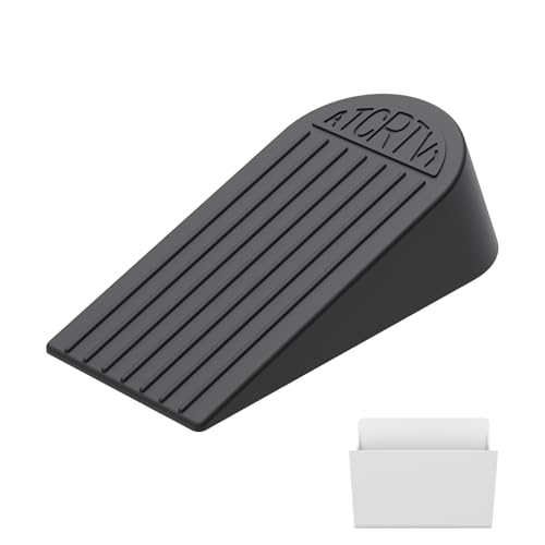Rubber Extra Large Door Stoppers - 1 Pack Black 1.9 Inches Big Door Stopper Wedge for Bottom of Doorstop,Door Stop for Heavy Duty Doors for Commercial & Home with Self Adhesive Holder - size: Large