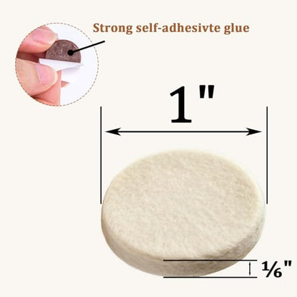 48 PCS Felt Furniture Pads, 1-inch Round Beige Chair Felt Pads, Felt Pads for Furniture Feet to Protect The Floor from Scratches,Reduce Noise (Beige) - size: Round 48pcs-beige